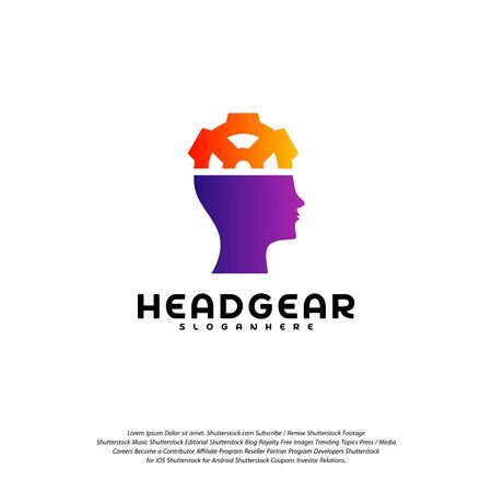 Head Gear logo vector, Head intelligence logo designs concept vectorのイラスト素材