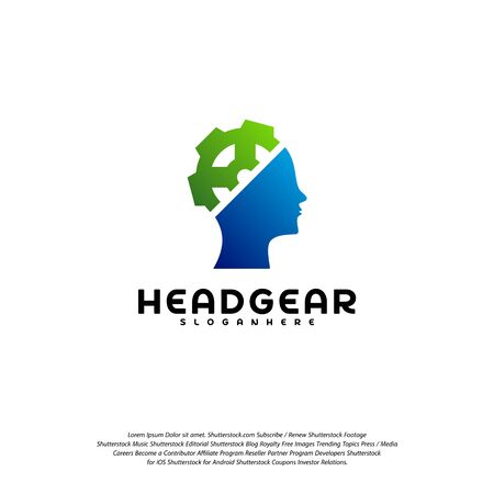 Head Gear logo vector, Head intelligence logo designs concept vectorのイラスト素材