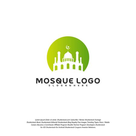 Islamic logo design vector. Mosque logo template. Muslims learn logo templatesのイラスト素材