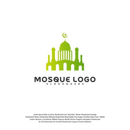 Islamic logo design vector. Mosque logo template. Muslims learn logo templatesのイラスト素材