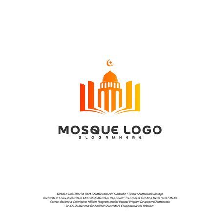 Islamic logo design vector. Mosque logo template. Muslims learn logo templatesのイラスト素材