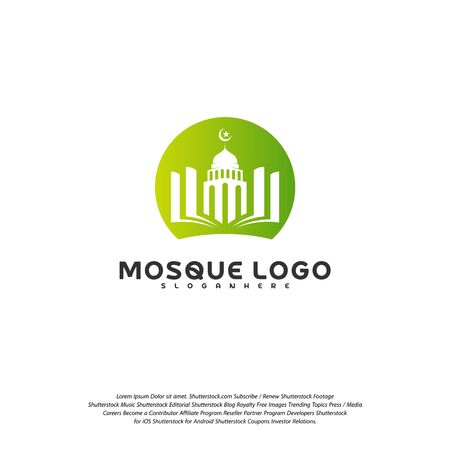 Islamic logo design vector. Mosque logo template. Muslims learn logo templatesのイラスト素材