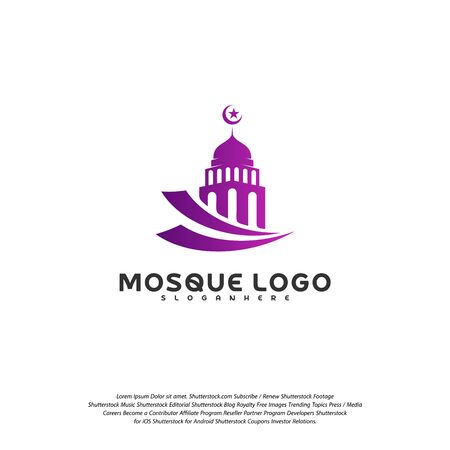 Islamic logo design vector. Mosque logo template. Muslims learn logo templatesのイラスト素材