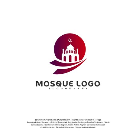 Islamic logo design vector. Mosque logo template. Muslims learn logo templatesのイラスト素材
