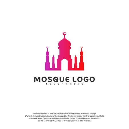 Islamic logo design vector. Mosque logo template. Muslims learn logo templatesのイラスト素材