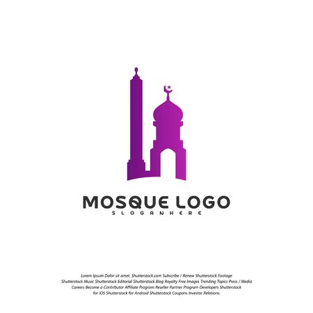 Islamic logo design vector. Mosque logo template. Muslims learn logo templatesのイラスト素材