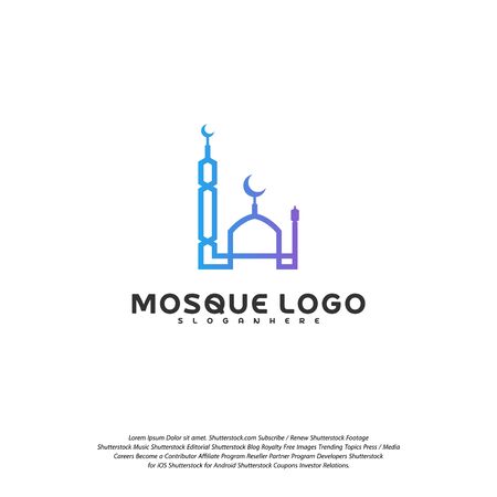 Islamic logo design vector. Mosque logo template. Muslims learn logo templatesのイラスト素材