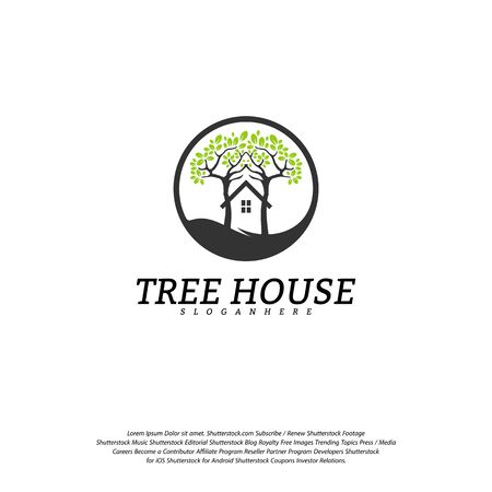 Tree House logo vector template. Leaf House logoのイラスト素材