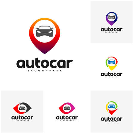 Set of Car Point Logo Template Designs. Auto car logo pointのイラスト素材