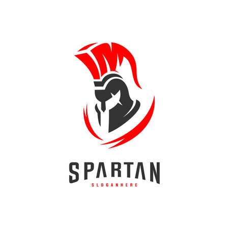 Spartan Logo design vector illustration . Spartan Helmet Logo template. Modern professional logo set for a sport teamのイラスト素材