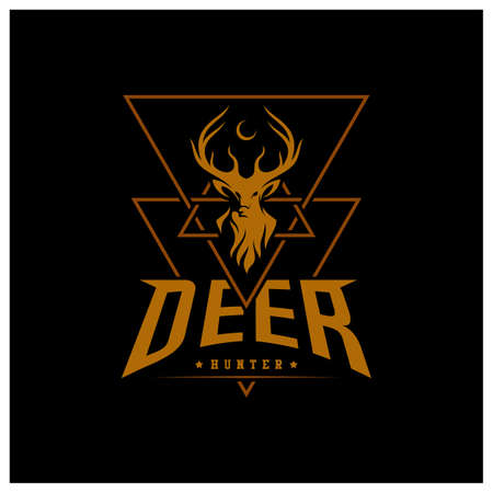 Set of Deer Hunt Logo template, Elegant Deer Head logo designs vectorのイラスト素材