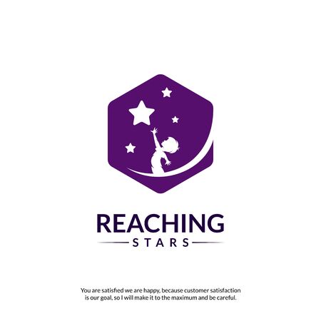 Reaching Stars Logo Design Template. Dream star logo. Emblem, Colorful, Creative Symbol, Iconのイラスト素材