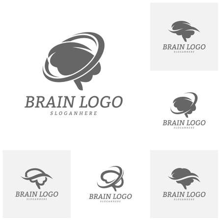 Set of Brain Logo Vector Template. Brain Logo Conceptsのイラスト素材