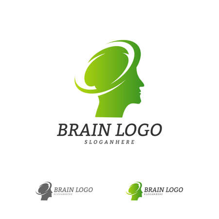 Brain Head Logo Vector Template. Man head. People symbols. Mind Logo Conceptsのイラスト素材