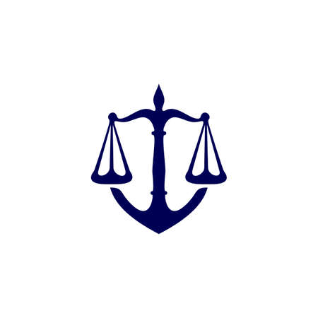 Law office logo in the form of shield with greece column and scales. The judge, Law firm Vectorのイラスト素材