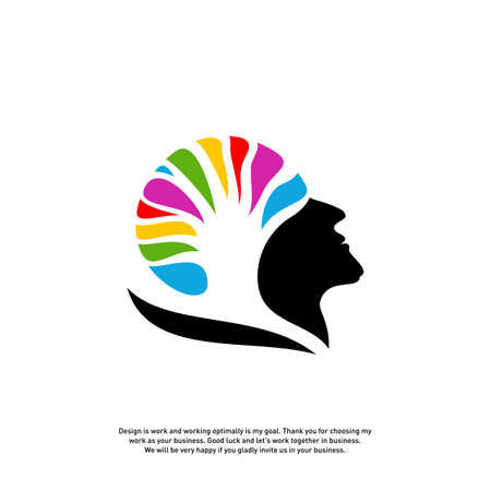 Brain with Tree Logo Design Concept, People Head with Tree Logo - Vector Illustration - Vectorのイラスト素材