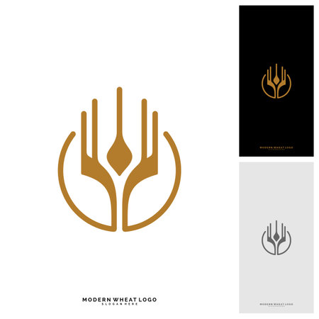 Wheat Luxury Grain and bread labels. Nature wheat. Agriculture wheat Logo Template Vectorのイラスト素材