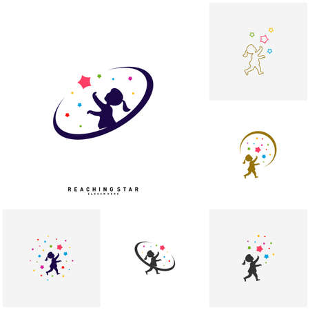 Set of Take a Star Logo Design Template Vector. Reaching Stars Concepts. Creative Symbol - Vectorのイラスト素材