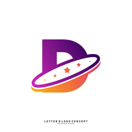 Letter D planet logo design concept Vector Template. Initial D logo Vectorのイラスト素材