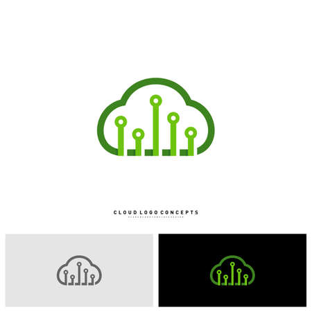 Cloud Tech Logo Design Concept Vector. Tech Cloud Logo Template Vectorのイラスト素材
