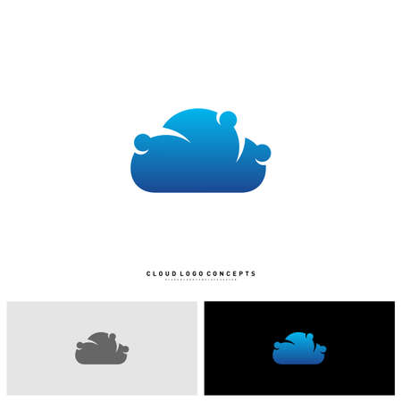People Cloud Logo Design Concept Vector. Modern Cloud Man Logo Template Vectorのイラスト素材
