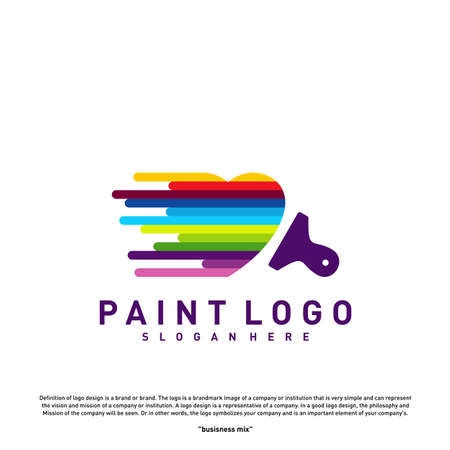 Love Paint Logo Design Concept Vector. Colorful Heart Logo Vector Templateのイラスト素材