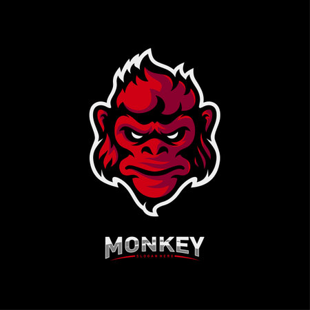 Monkey Gorilla Esport gaming mascot logo template Vector. Modern Head Monkey Logo Vectorのイラスト素材