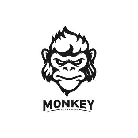 Monkey Gorilla Esport gaming mascot logo template Vector. Modern Head Monkey Logo Vectorのイラスト素材