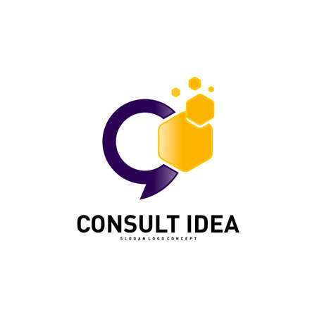 Modern Hexagon Business Consulting Agency logo design template. Simple Digital Consult logo conceptのイラスト素材