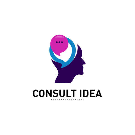 Modern Business Consulting Agency logo design template. Talk People Head logo conceptのイラスト素材