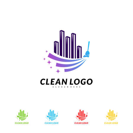 Modern City Cleaning Logo Design Concept. Building Cleaning Logo Templateのイラスト素材