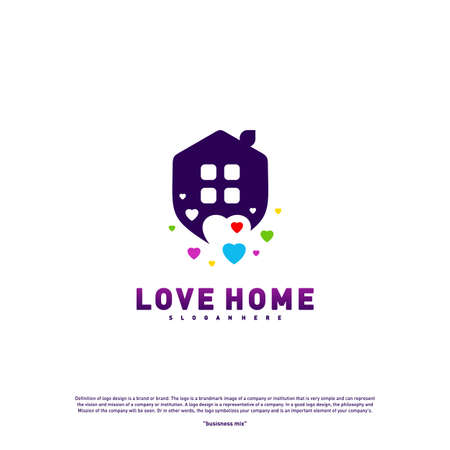 Love Home Logo Design Concept. Business Love House Logo Vector Templateのイラスト素材