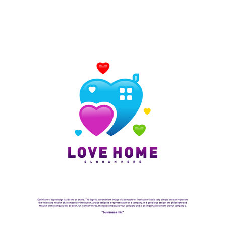 Love Home Logo Design Concept. Business Love House Logo Vector Templateのイラスト素材