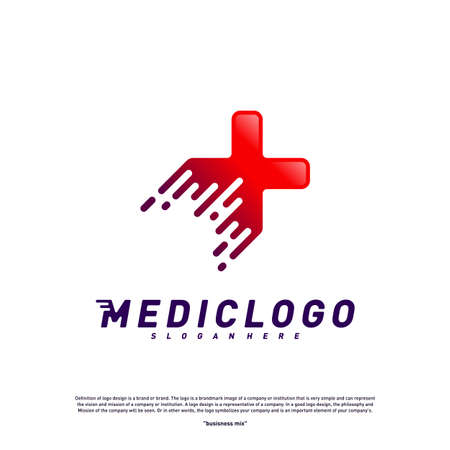 Medical Tech Logo Design Concept Vector. Colorful Fast Digital Healthcare Logo Design Templateのイラスト素材