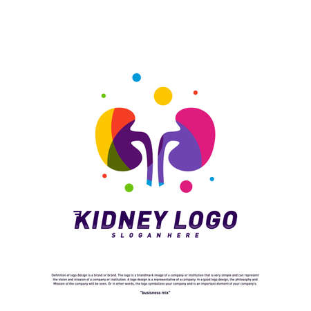 Colorful Kidney Logo Design Concept. Urology Logo Vector Templateのイラスト素材