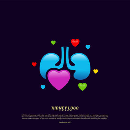 Love Kidney Logo Design Concept. Urology Logo Vector Template