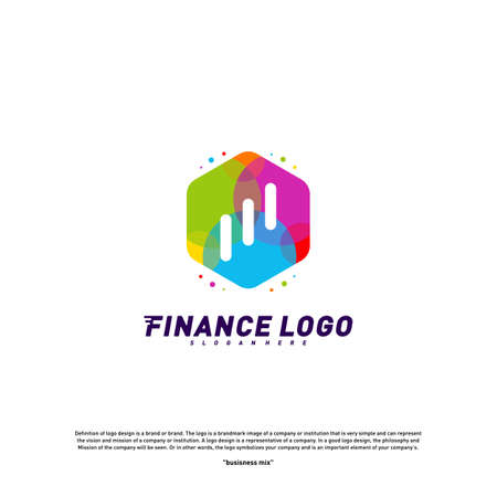 Colorful Stats Financial Advisors with hexagon Logo Design Concept. Finance logo Template Vector Iconのイラスト素材