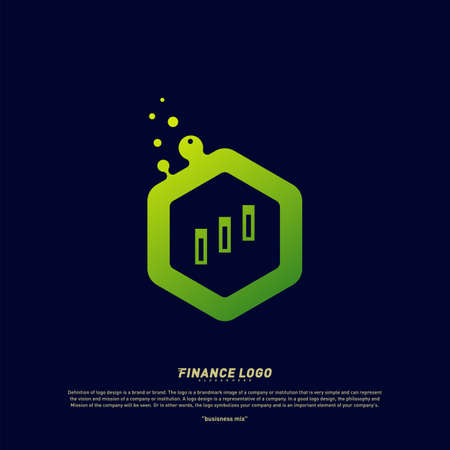 Colorful Stats Financial Advisors with hexagon Logo Design Concept. Finance logo Template Vector Iconのイラスト素材