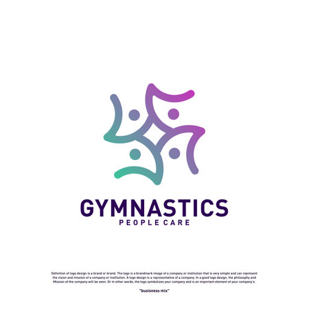 Fun People Healthy logo design concept vector.Gymnastics logo template. People care Icon Symbolのイラスト素材