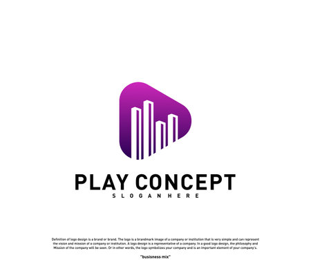 Play Media City logo design concept. Stats Play logo template vector. Icon Symbolのイラスト素材