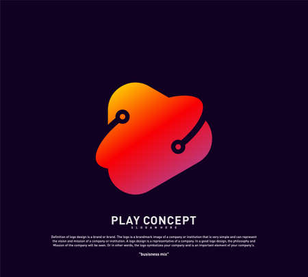 Play logo design concept. Planet Play logo template vector. Icon Symbolのイラスト素材