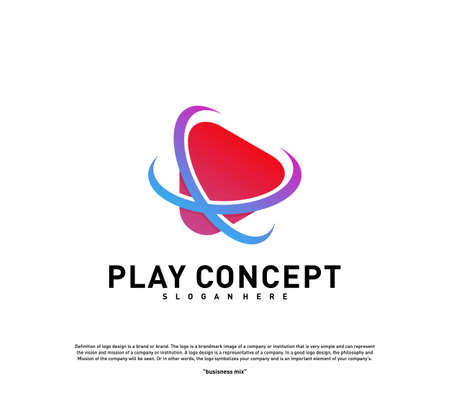 Play logo design concept. Planet Play logo template vector. Icon Symbolのイラスト素材