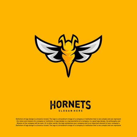 Bee logo design vector. Hornets logo template. Icon symbolのイラスト素材