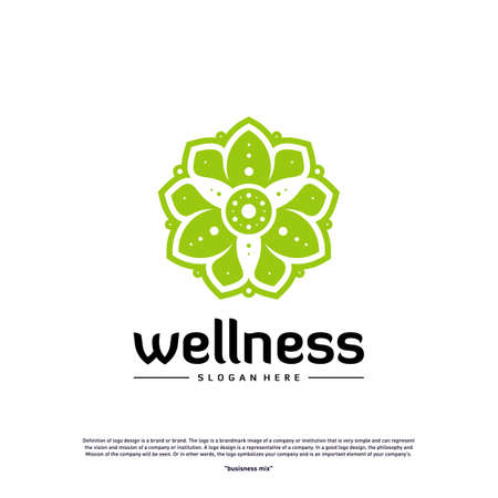 Wellness Logo Design Concept. Nature Leaf Logo Design Template Vector. Icon Symbolのイラスト素材