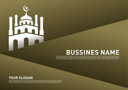 Mosque Muslim Icon Simple Background vector Illustration design template. Eid Mubarak Greeting Cardのイラスト素材