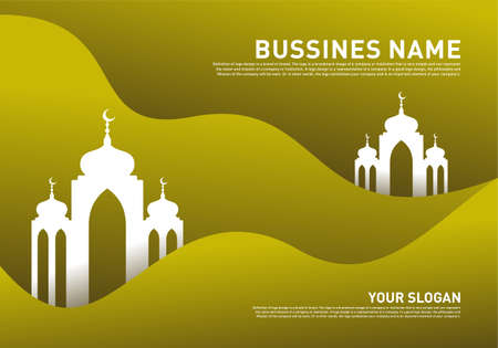 Mosque Muslim Icon Simple Background vector Illustration design template. Eid Mubarak Greeting Cardのイラスト素材