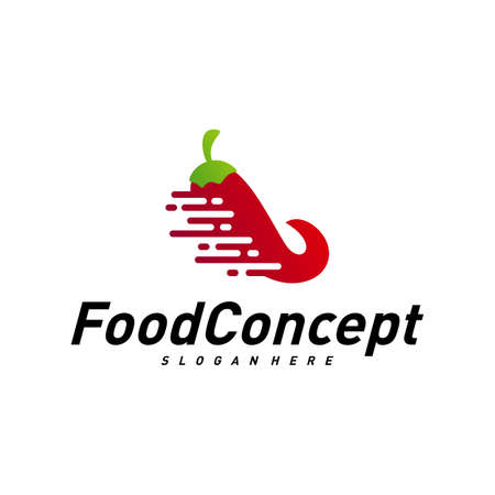 Fast Food Logo Concept Vector. Red Chili logo Design Template Vector. Hot Chili Icon Symbolのイラスト素材