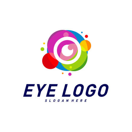 Eye Logo design concept vector template. Colorful media icon. Vision Logotype concept idea.のイラスト素材