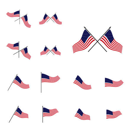 Set of American Flag Vector illustration Design Template. Icon Symbolのイラスト素材