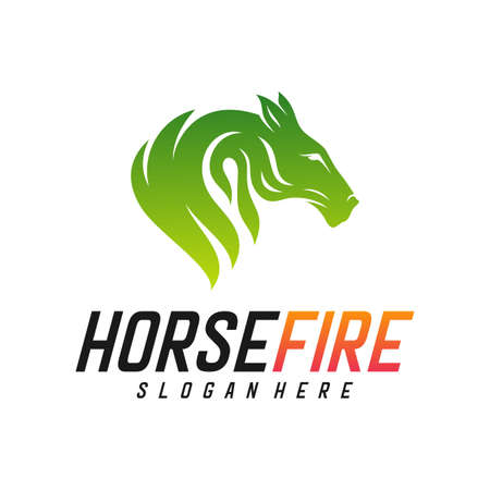 Fast Speed Horse Logo Design Vector. Horse with Fire logo concept vector templateのイラスト素材